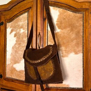 Vintage handmade leather saddlebag